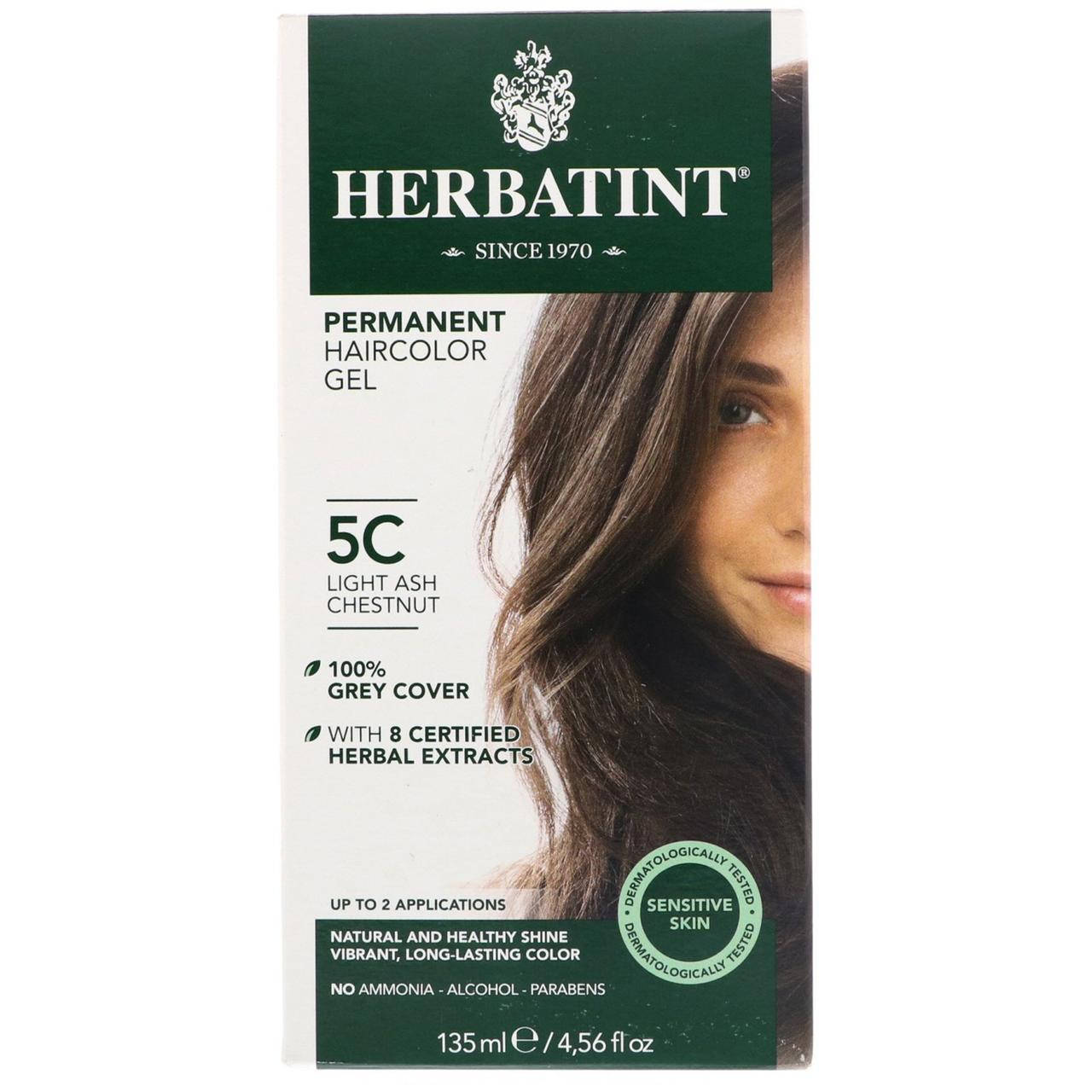 

Herbatint, Перманентная гель-краска для волос, 5C, светлый пепельный каштан, 135 мл (4,56 жидк. унции),,