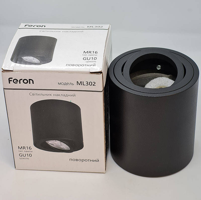 

Потолочный светильник Feron ML302 GU10 черный поворотный точечный цилиндр