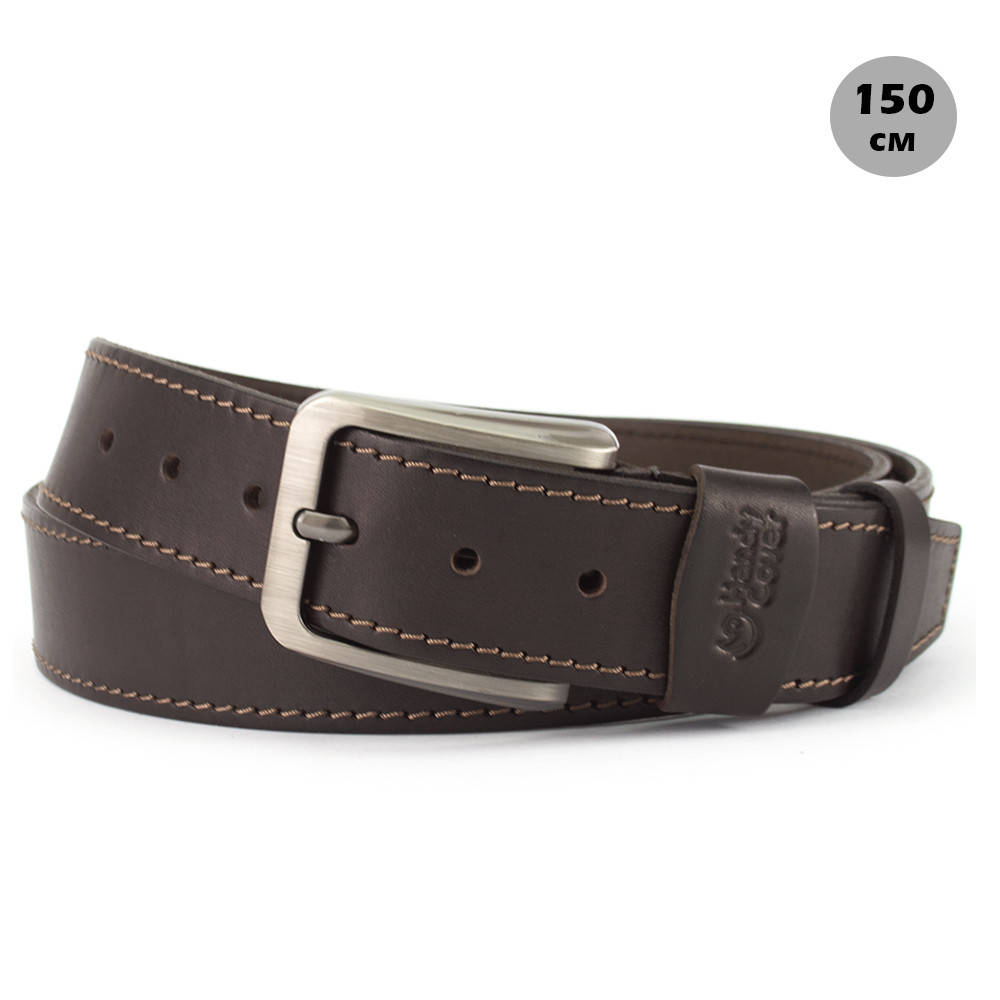 

Ремень мужской кожаный батал Handycover HC0072 коричневый XXL (150 см) серая пряжка