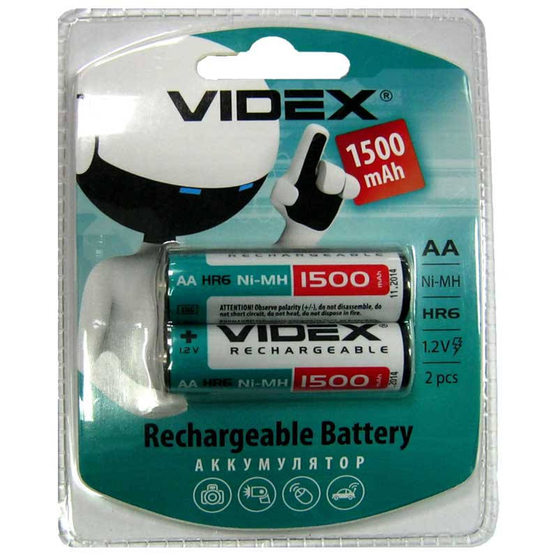 

Аккумулятор AA Videx 1500mAh NiMH , 1шт (блистер по 2шт) HR6