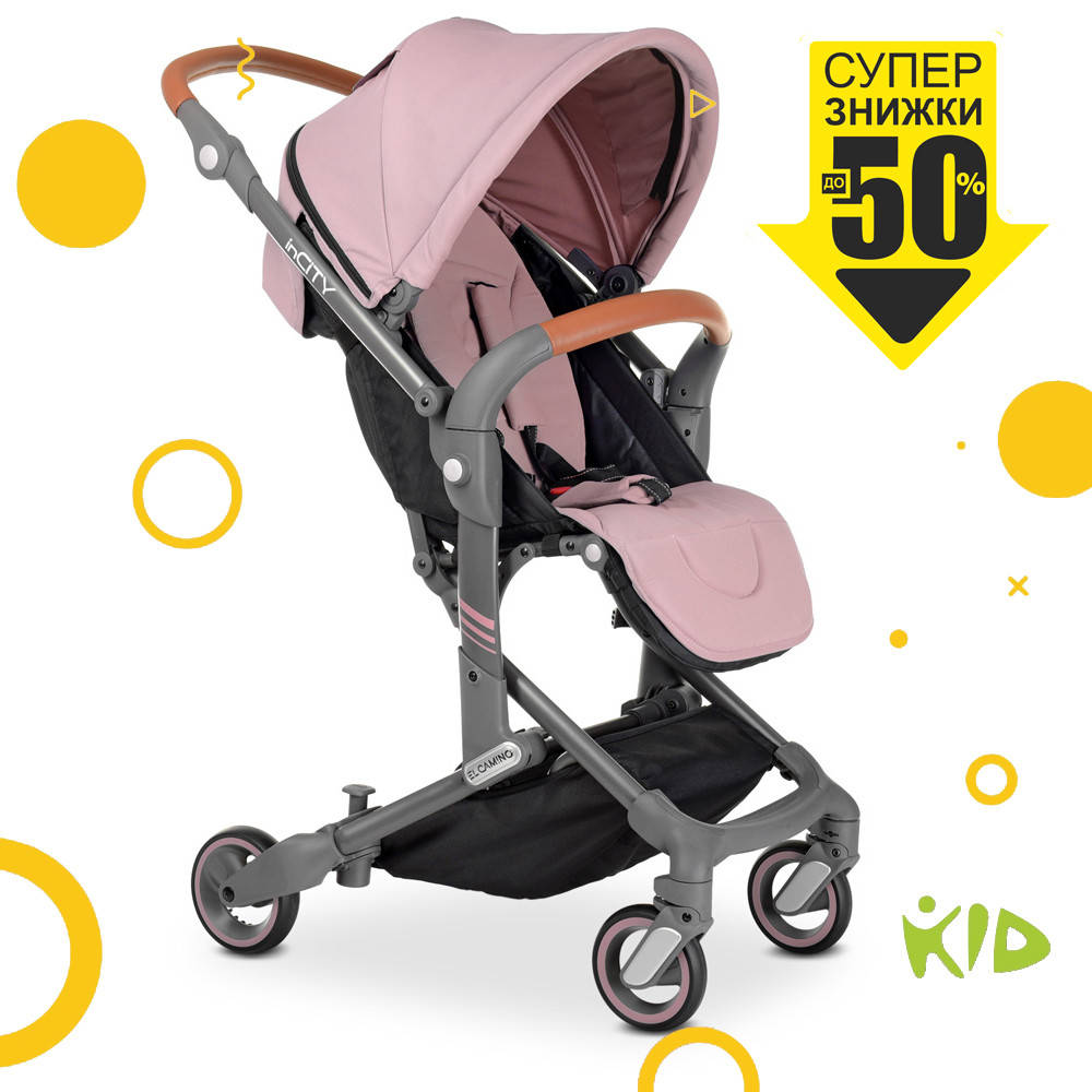 

Детская прогулочная коляска EL CAMINO ME 1068 inCITY Pale Pink Розовый