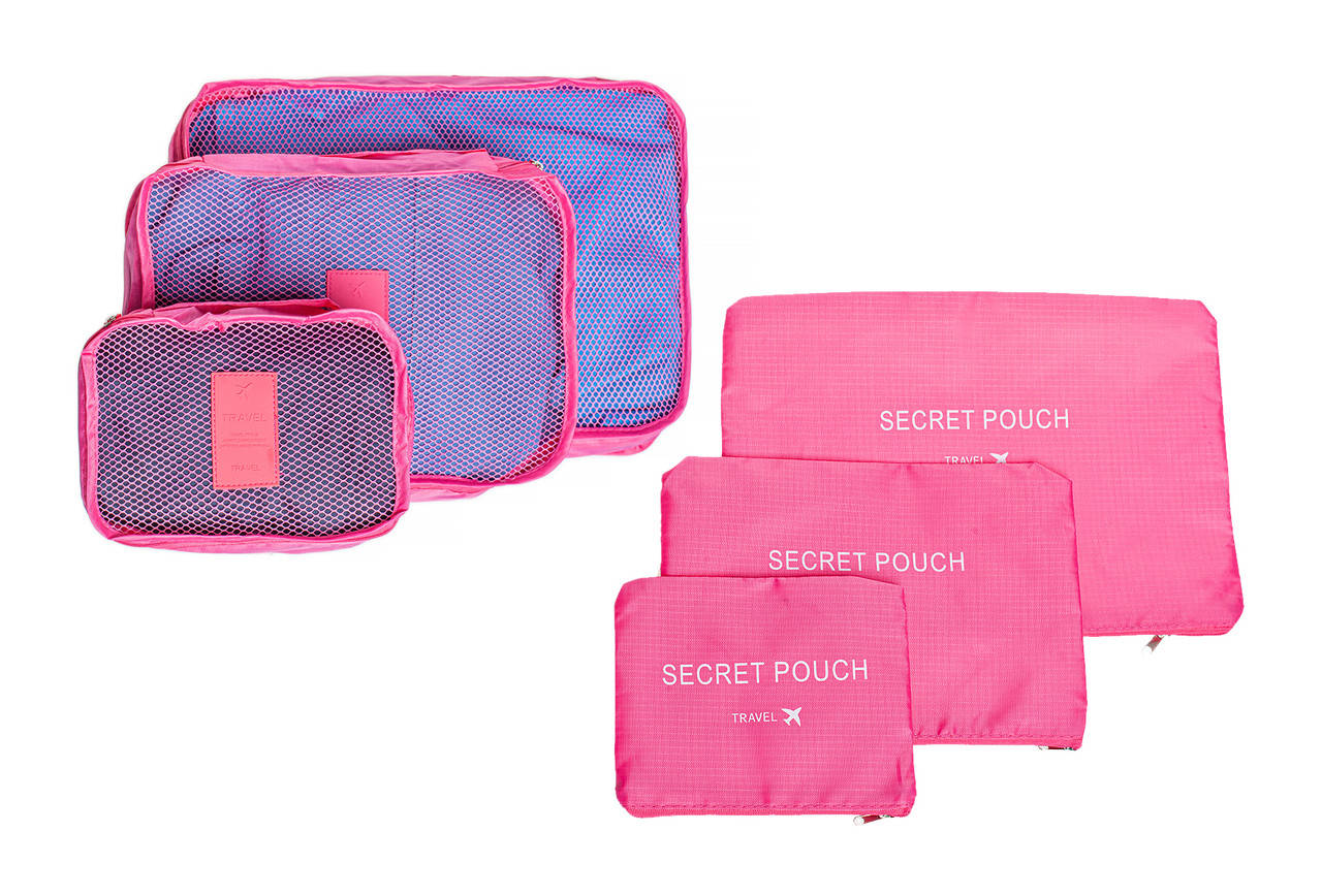 

6 шт в наборе: Органайзер для вещей Secret Pouch. Розовый, Синий