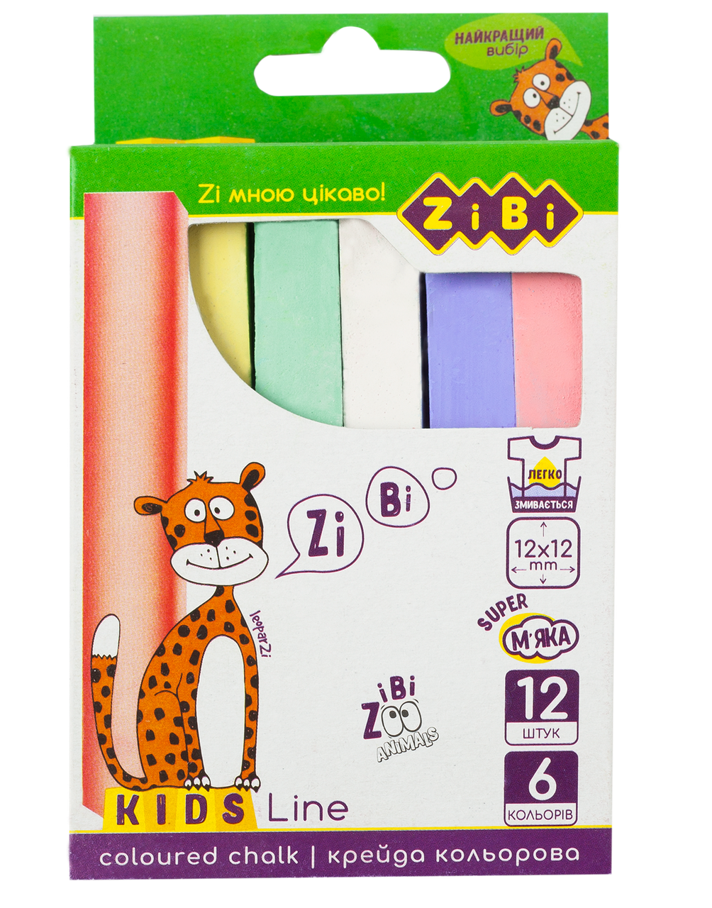 

/Мел цветной квадратный 12 шт картонная коробка KIDS Line