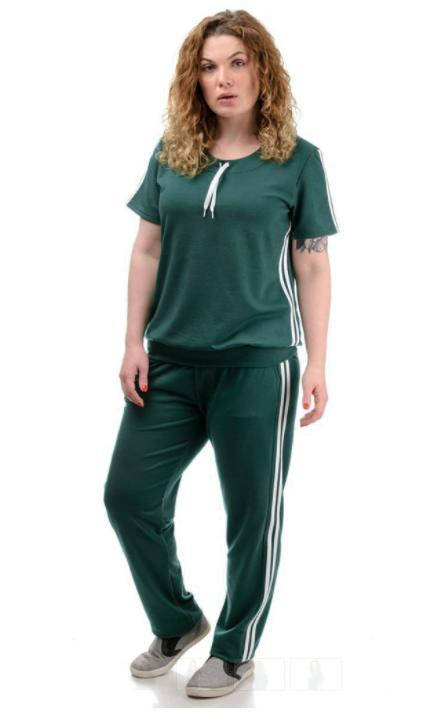 

Летний трикотажный спортивный женский костюм, размеры 50,52,54,56,58, Бутылочный