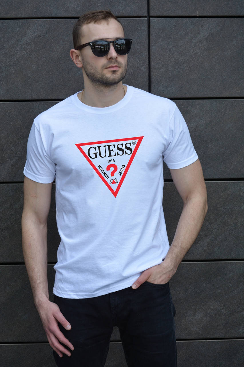 

Футболка мужская GUESS белый | Футболка мужская свободного кроя хлопковая ТОП качества