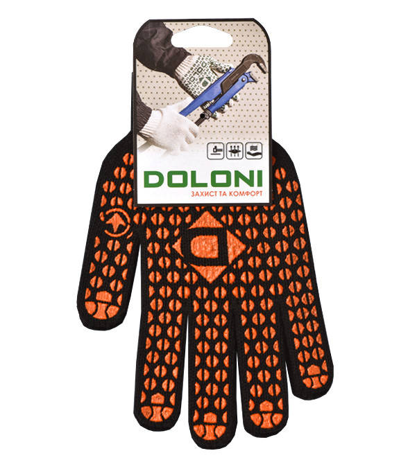 

Перчатки трикотажные рабочие черные с ПВХ Стандарт 7 класс (10315) DOLONI, Черный