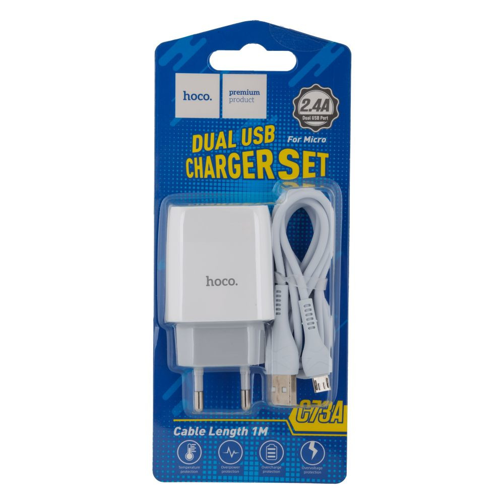 

Зарядное устройство Hoco C73A 2USB Micro, Белый