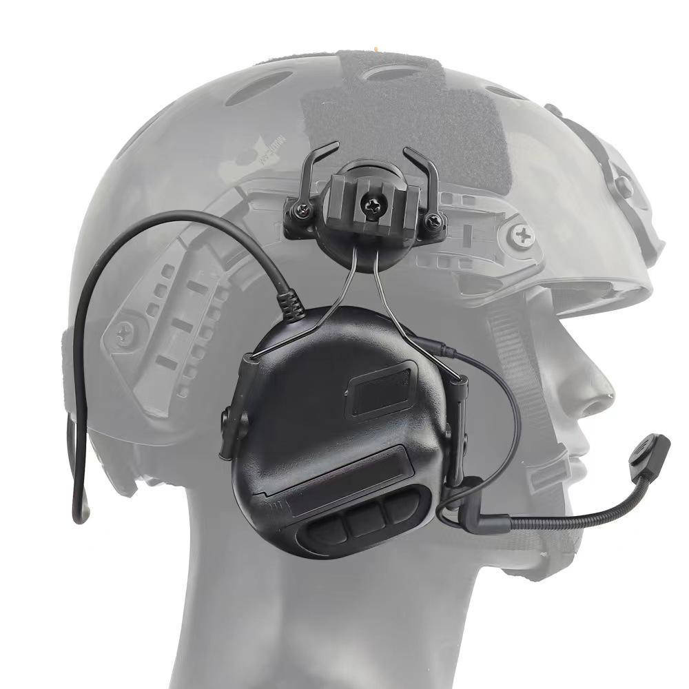 

Наушники активные тактические на шлем под рейлы черные Active Helmet Headset Black