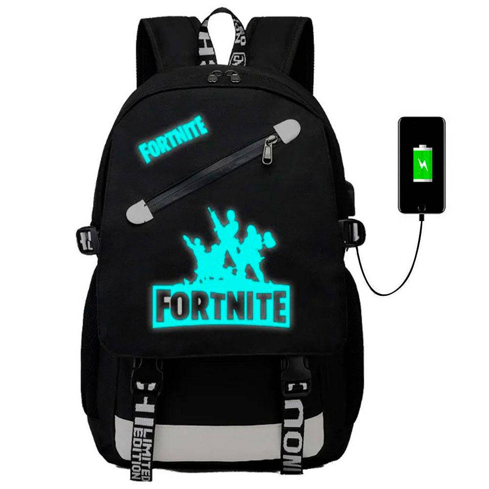 

Городской Рюкзак FORTNITE Светящийся в темноте / Повседневный Школьный рюкзак (женский, мужской), Черный