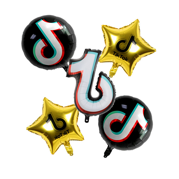 

Фонтан из шаров "ТикТок, золото", 5 шт, Золотистый