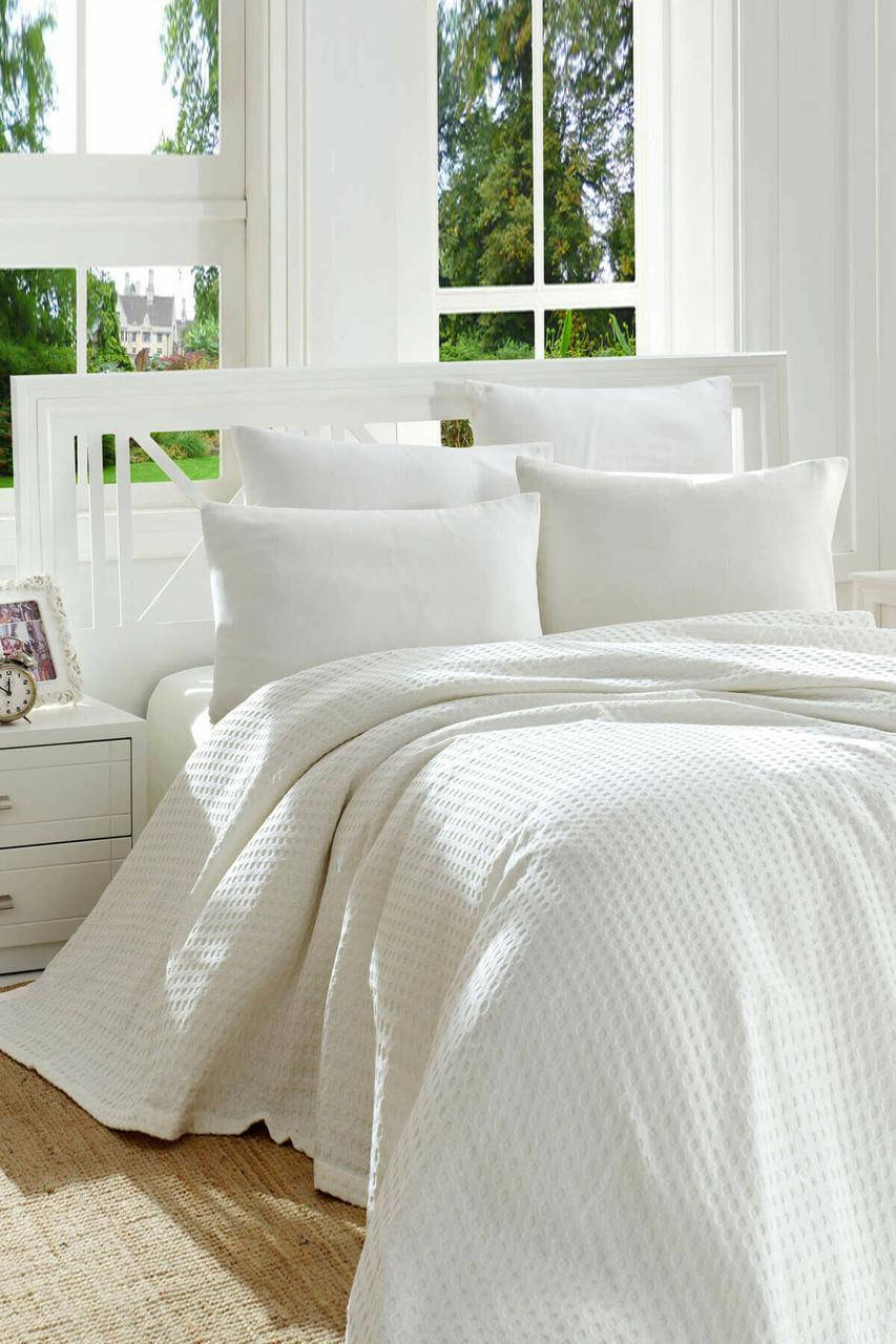 

Покрывало пике Eponj Home - Burumcuk beyaz белый вафельное 160*235