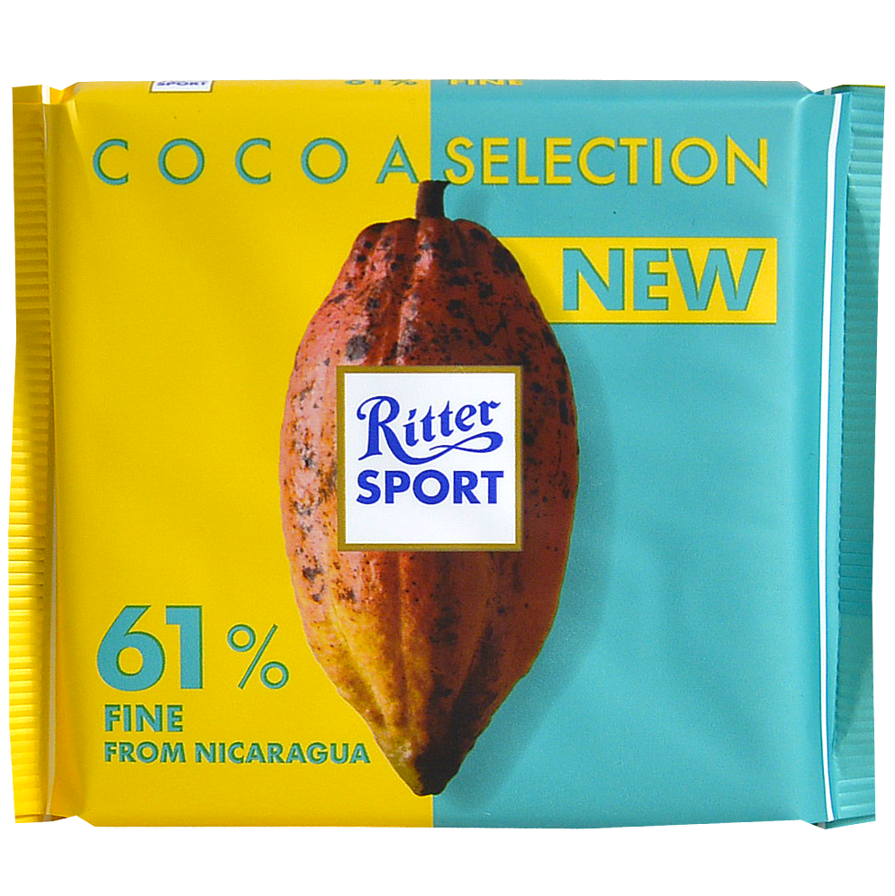 

Шоколад Ritter Sport темный 61% какао с утонченным вкусом из Никарагуа 100г (1уп/12шт)