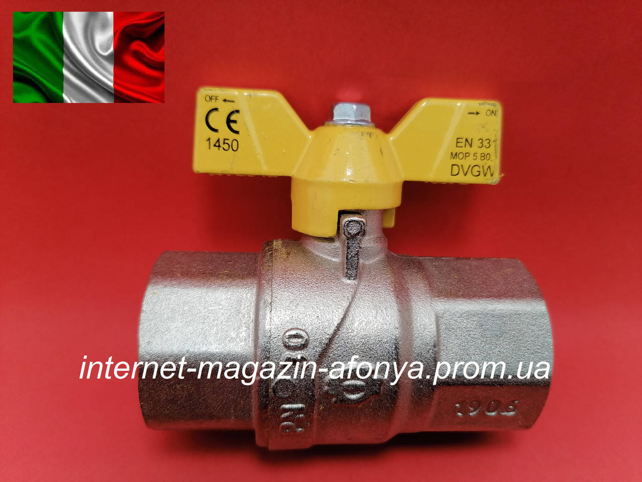 

Кран шаровый 1" ( газ-вода ) Италия F.I.V. гайка-гайка