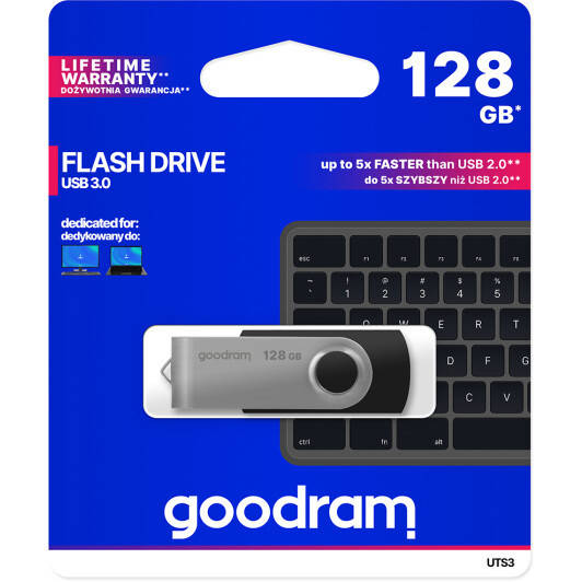 

Флеш накопичувач USB3.0 128GB GOODRAM UTS3 (Twister) Black (UTS3-1280K0R11)