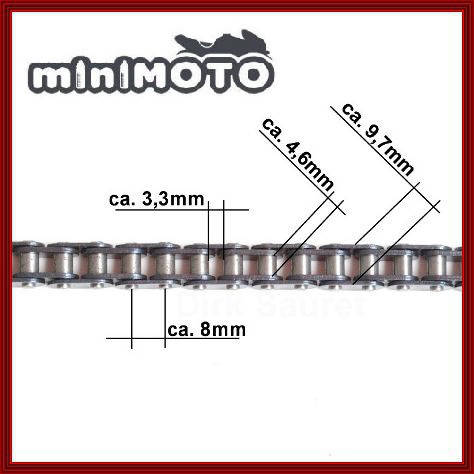 

Цепь привода колеса T8F 118 звена (толстая) 8mm минимото, детский квадроцикл, pocket biker