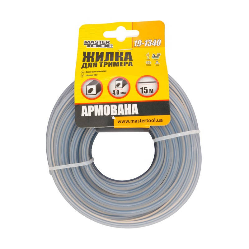 

Леска для триммера MasterTool 19-1340, армированная, 4,00 мм* 15 м, "квадрат"