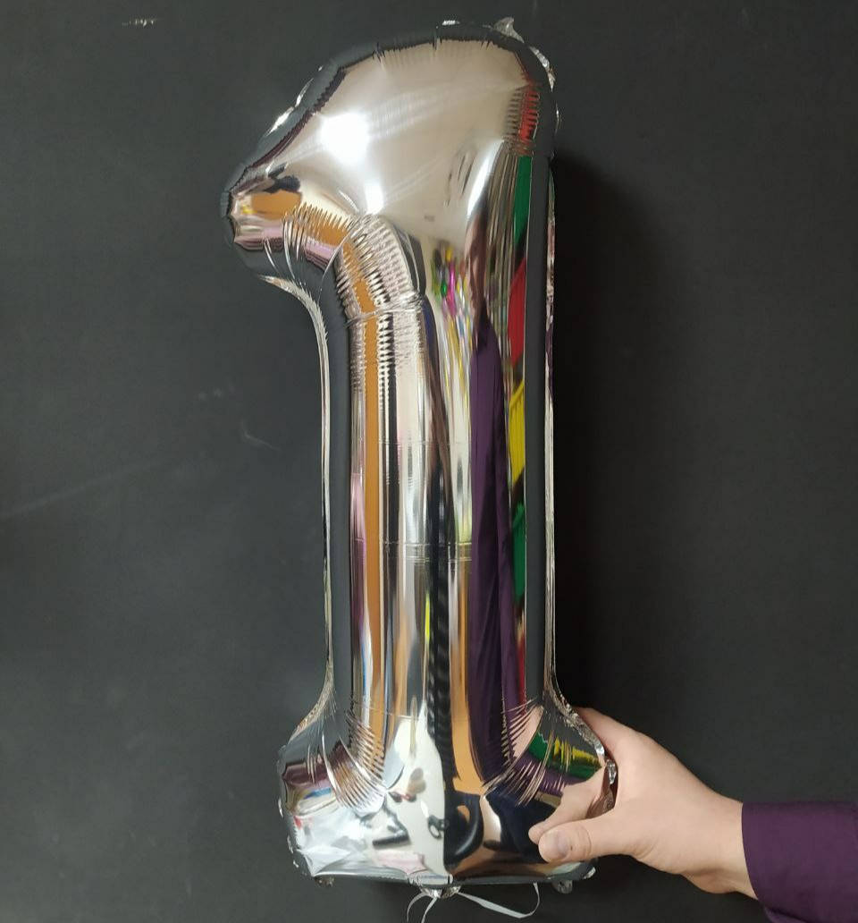 

Фольгированная цифра Slim STAR серебро "1" 30 "(76см) в упаковке, Серебристый