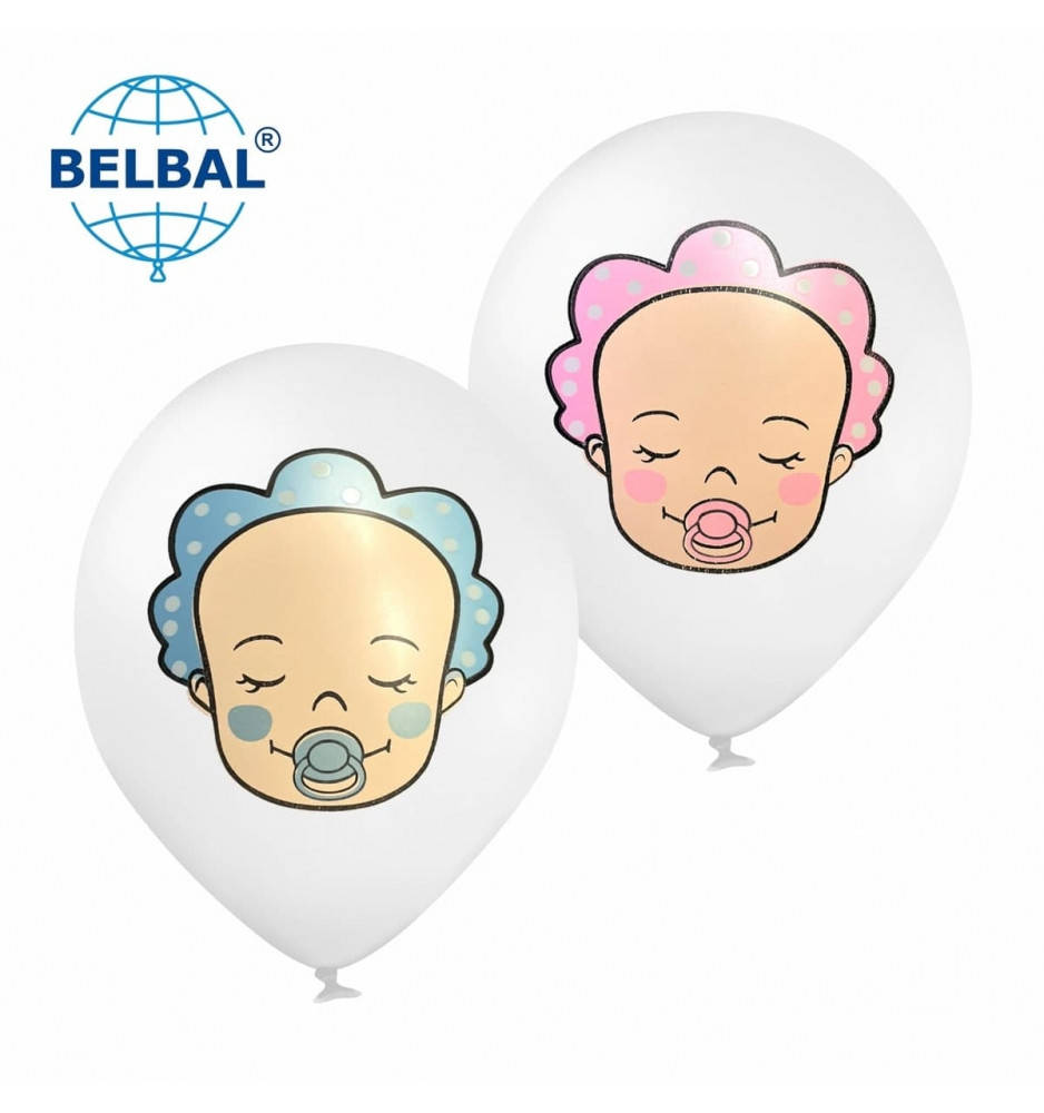 

Латексный шарик BELBAL 12"(30 см) Лицо младенца / Пупс / Малыш, Белый
