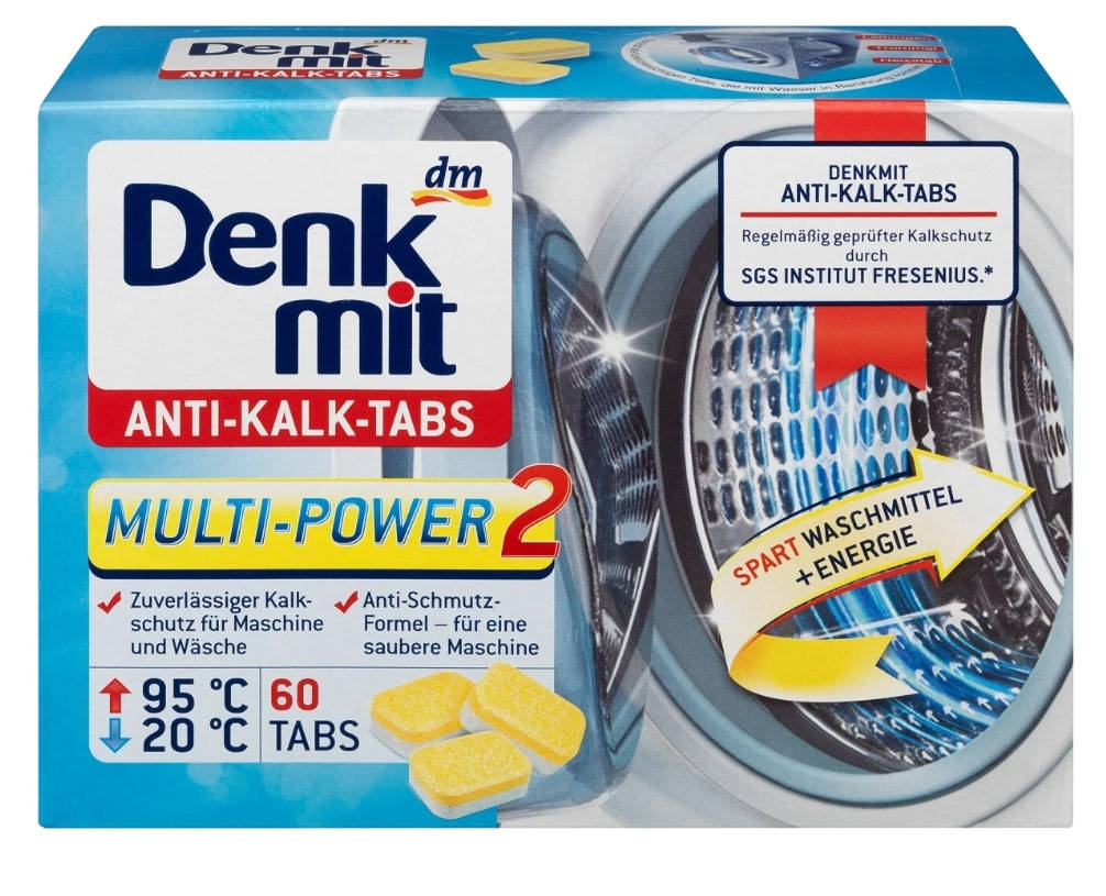 

Таблетки від накипу для пральних машин - Denkmit anti kalk tabs. 60 табл.