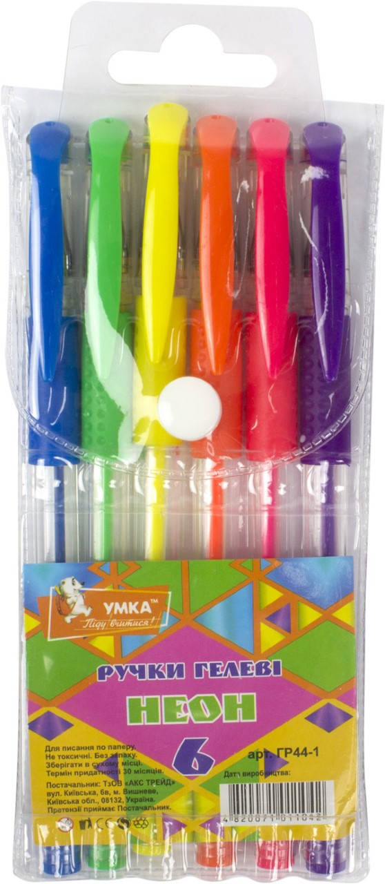 

Набір ручок гел. "Умка" №ГР44-1 Neon 6кольор. (12)(144)