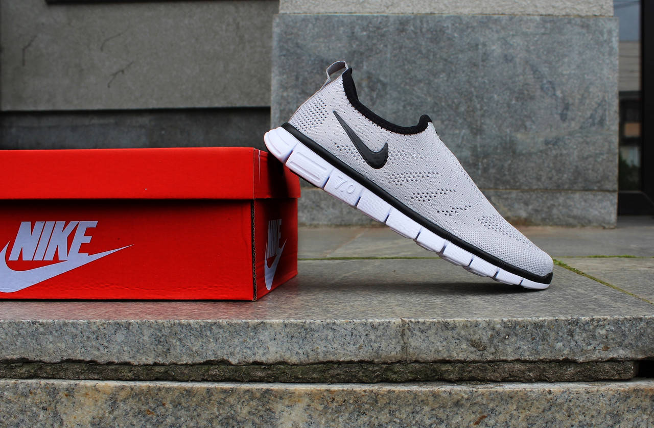 

Мужские мокасины кроссовки Nike Free Run серые, Серый