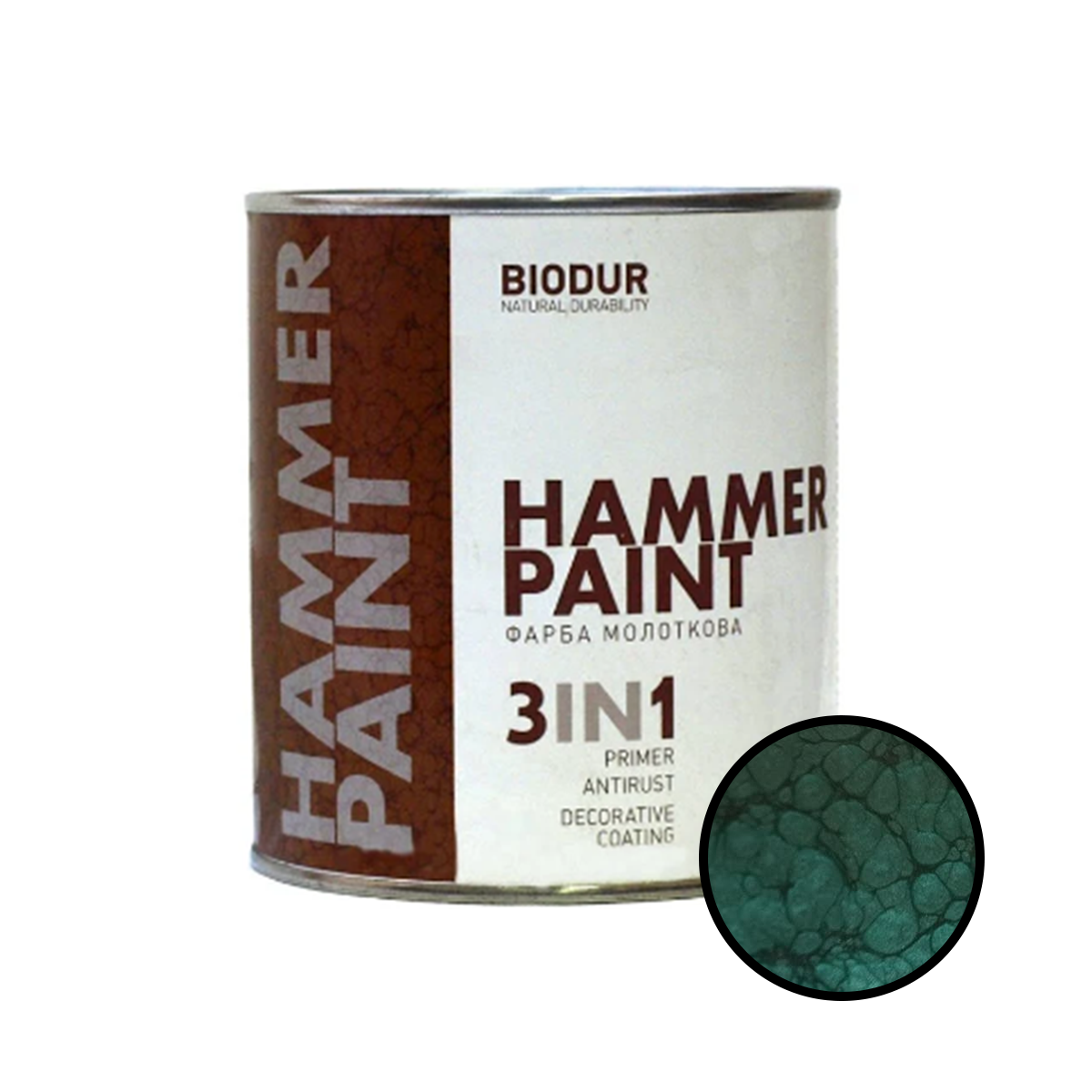 

Эмаль молотковая Biodur Hammer Paint 3 в 1 темно-зеленый 0.7л