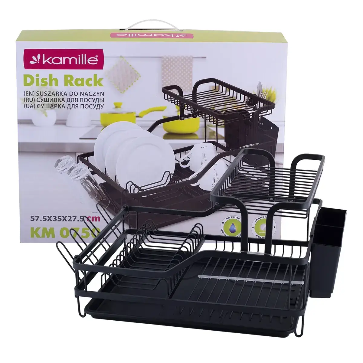 

Сушилка для посуды из алюминия с поддоном Kamille 57,5х35х27,5 см KM-0750