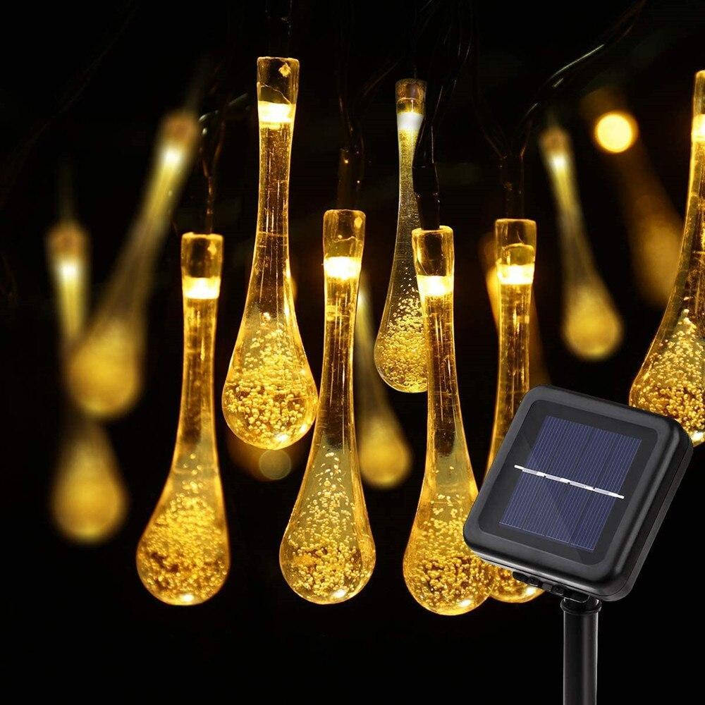 

Светодиодная гирлянда на солнечной энергии Хрустальная капля желтая 50 LED