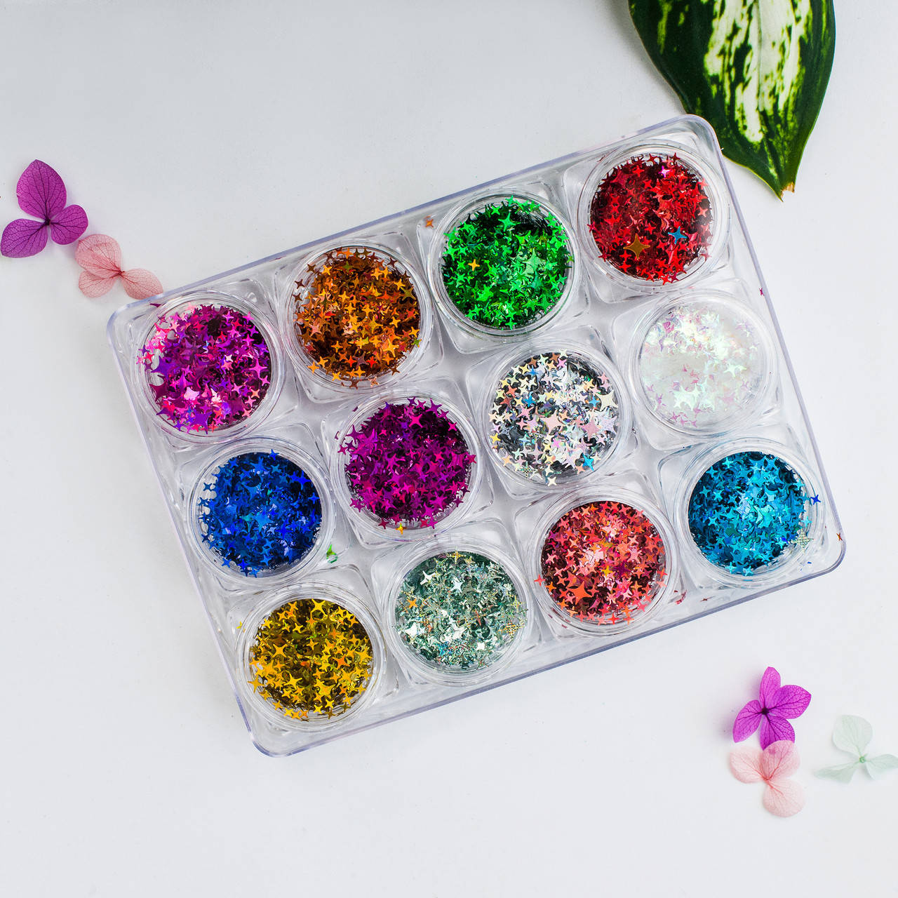 

Набор для дизайна ногтей звездочки(цветные),12 шт в упаковке