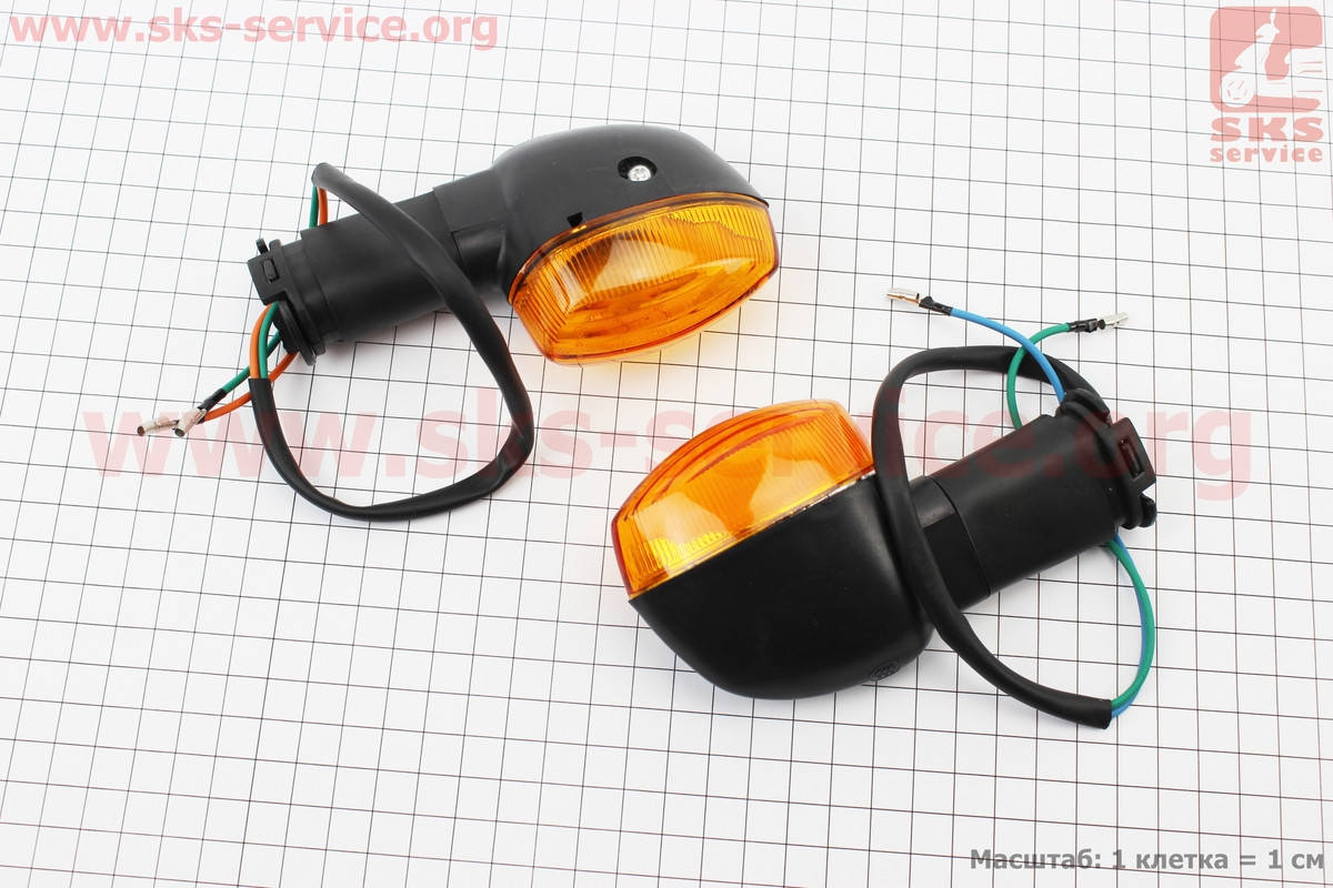 

Поворот "СВЕЧА" чёрный короткая ножка, оранжевое стекло, к-кт 2шт