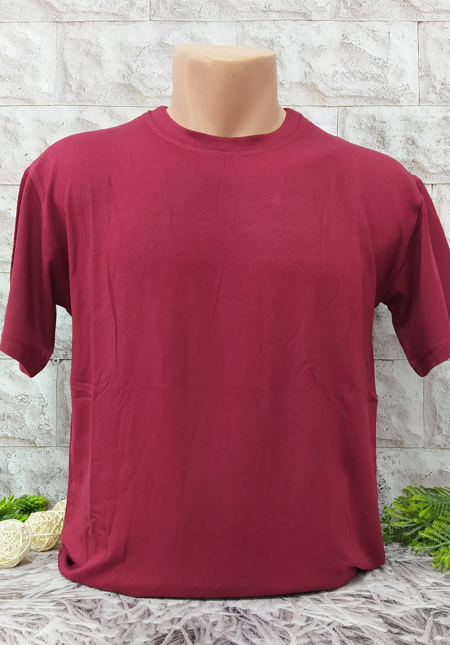 

Футболка мужская 2XL (р.54-56) хлопок стрейч однотонная бордо Ctaf trend F5-2