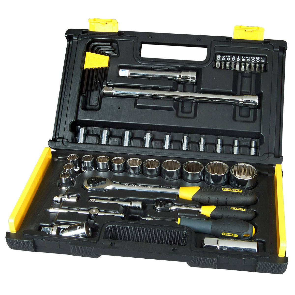 

Набор инструментов 1/4"+1/2", 50 ед (головки, трещотки, биты) Stanley 1-94-658