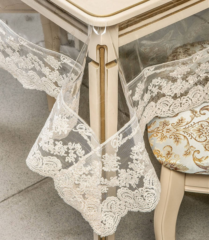 

Скатерть силиконовая с кружевом Белая Blumarine (Под заказ), Белый