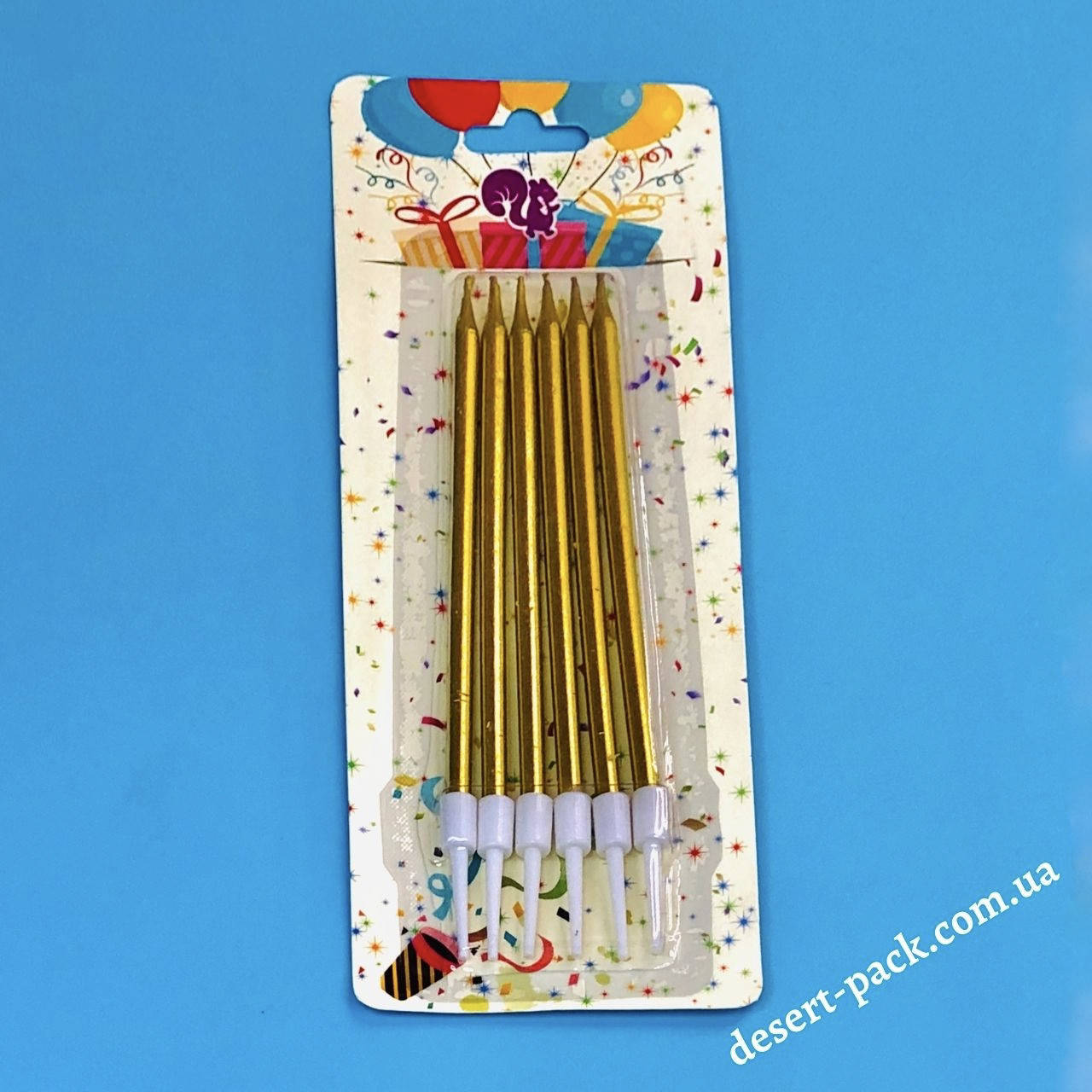 

Свечи в торт 13 см (6 шт.) золото