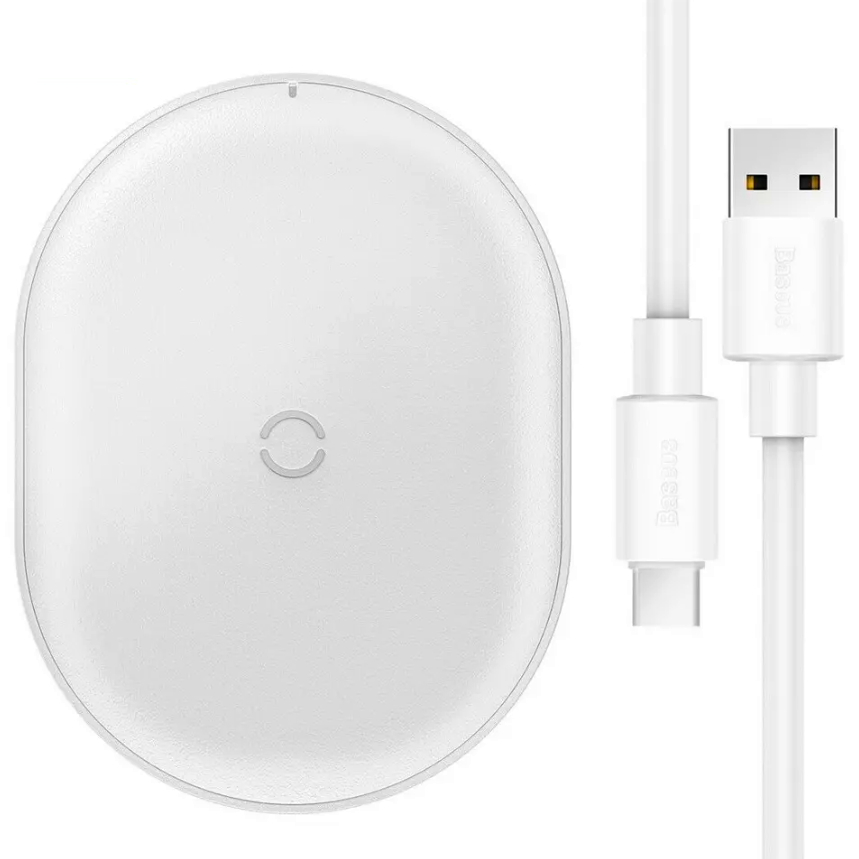 

Беспроводная зарядка для телефона Baseus Cobble QI 15W (белая), Белый