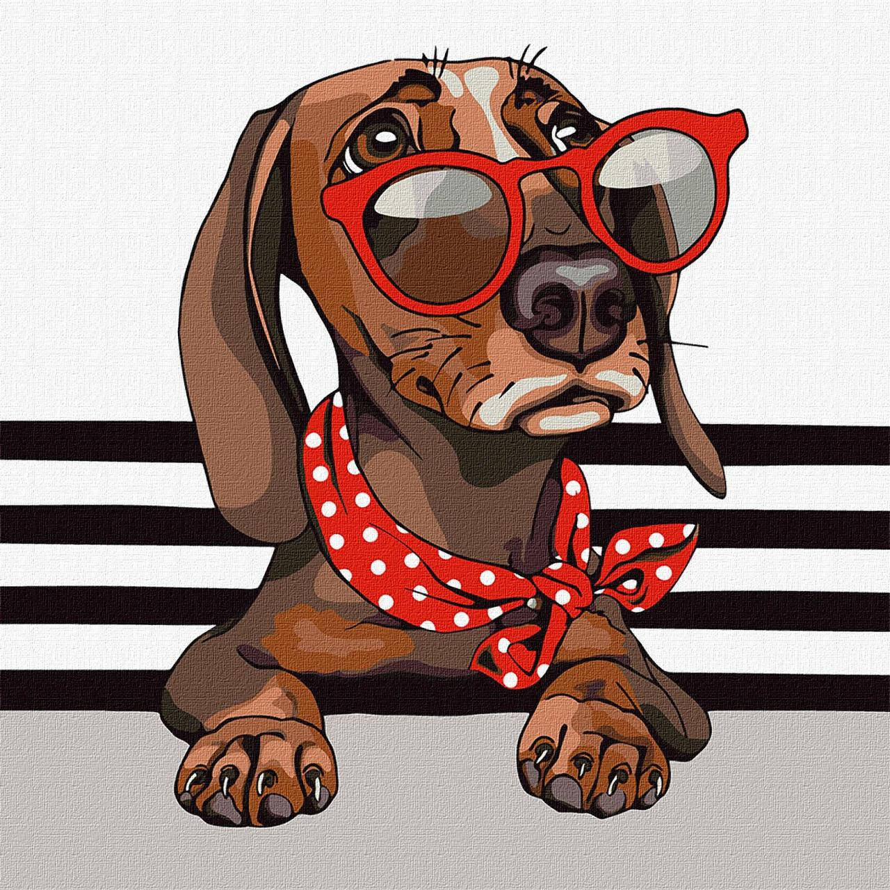 

Картина по номерам Стильная такса Идейка 40 х 40 KHO4285