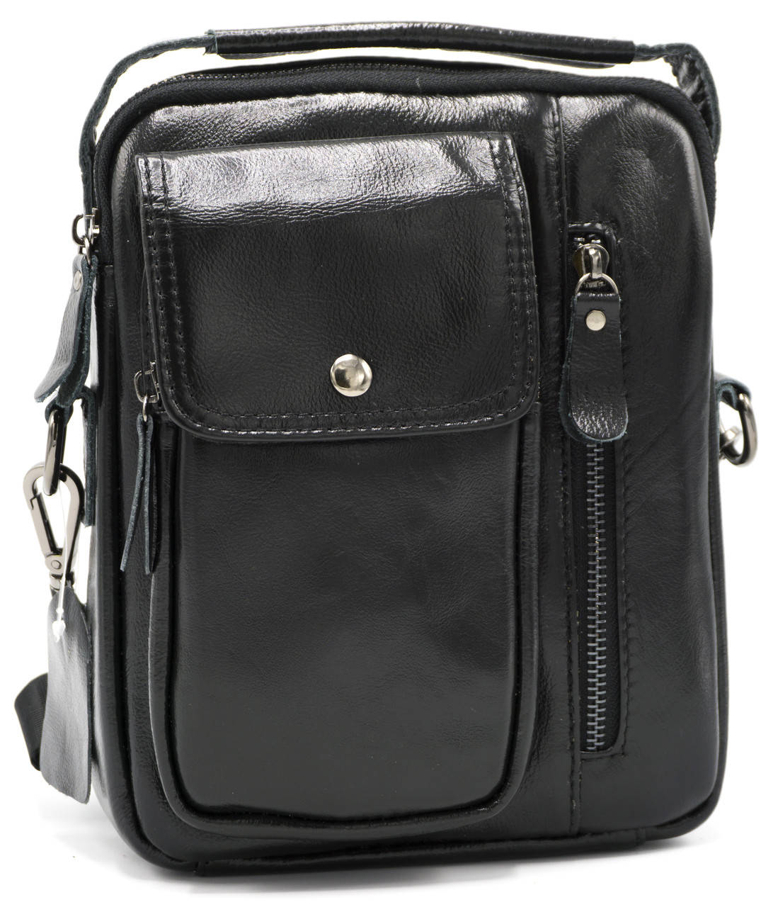 

Мужская кожаная сумка через плечо барсетка NiceBags V0390 - Черная сумка мессенджер из натуральной кожи, Черный