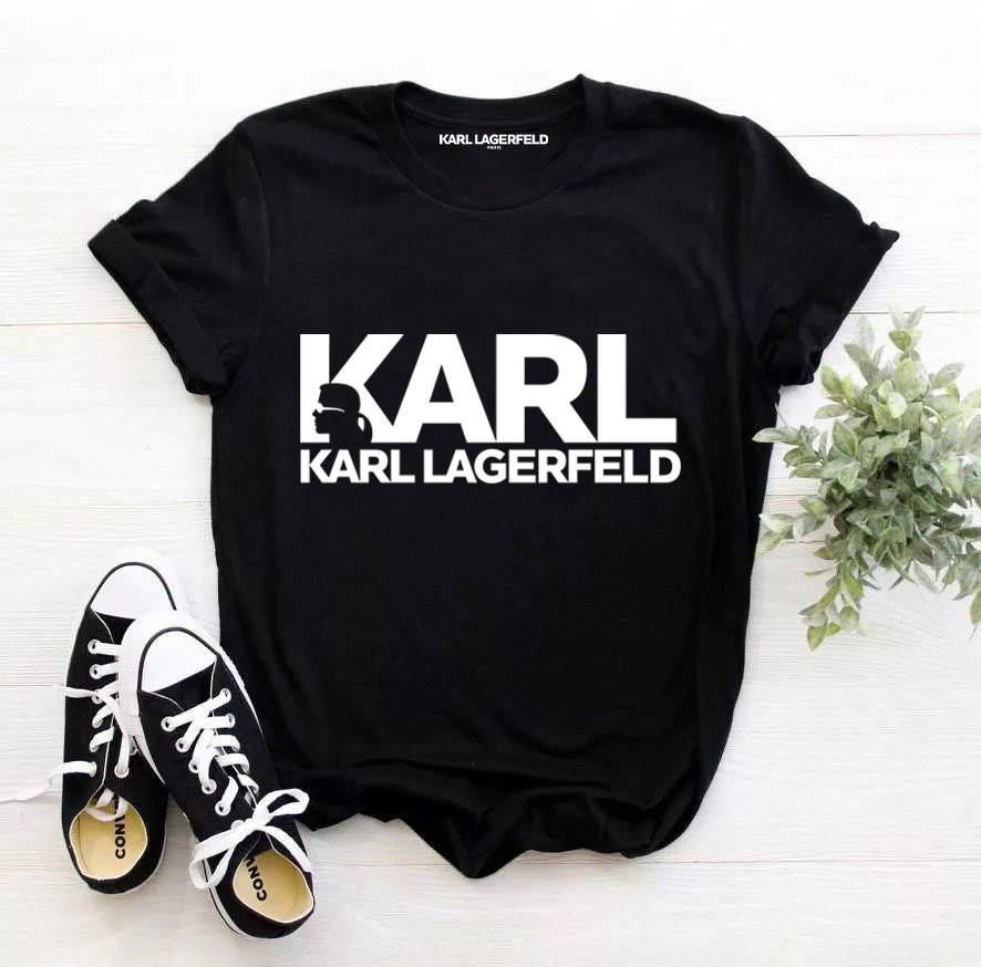 

Женская футболка Karl Lagerfeld чёрная карл лагерфельд, Черный