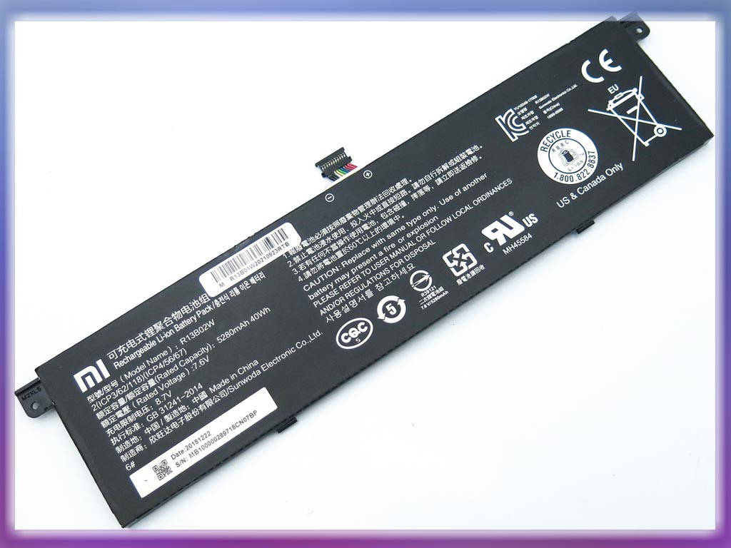 

Батарея R13B01W для Xiaomi Mi Air 13.3" Series R13B02W (7.6V 39Wh) ORIGINAL