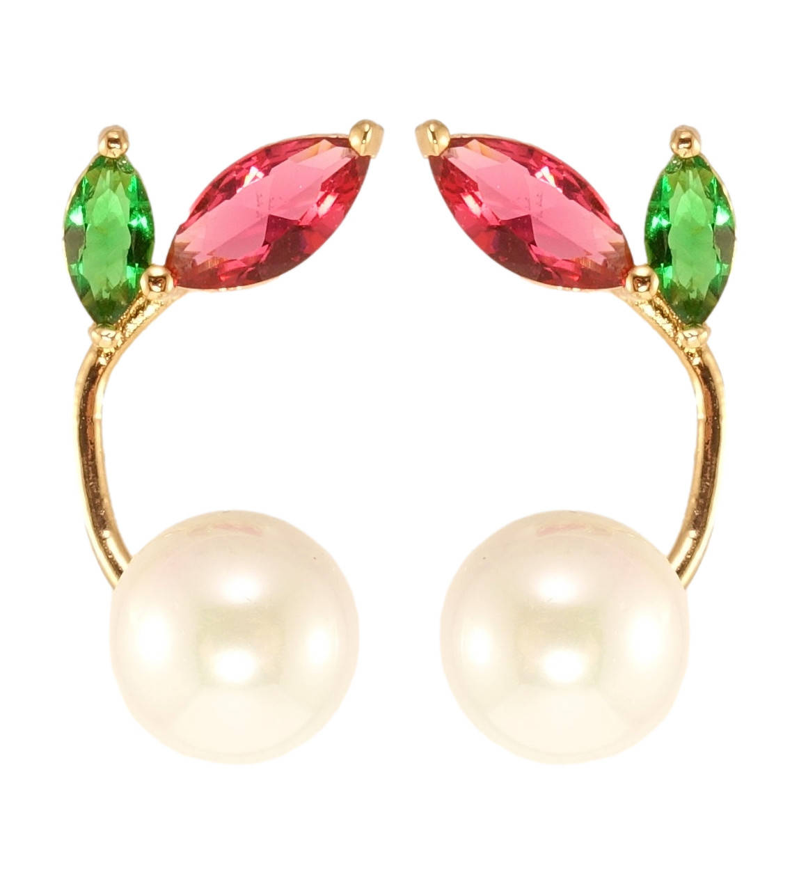 

Серьги Xuping Позолота 18K гвоздики (пусеты) "Жемчужные ягодки с цветными кристальными листочками"