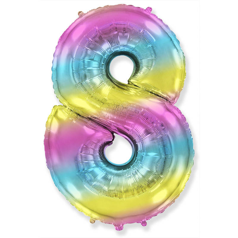 

Фольгированный шар цифра "8" градиент 40" FlexMetal