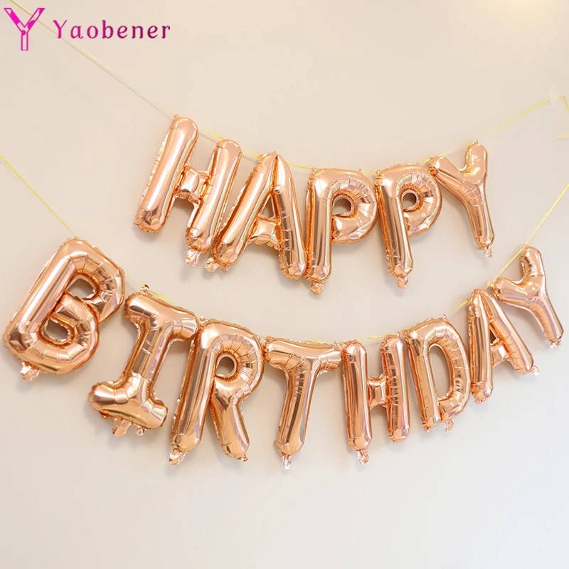 

Шар буквы Happy Birthday розовое золото 40см