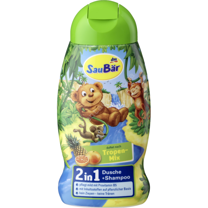 

SauBär Tropenfrüchte 2 in 1 Dusche + Shampoo детский гель для душа и шампунь Тропический микс 2 в 1 250 мл