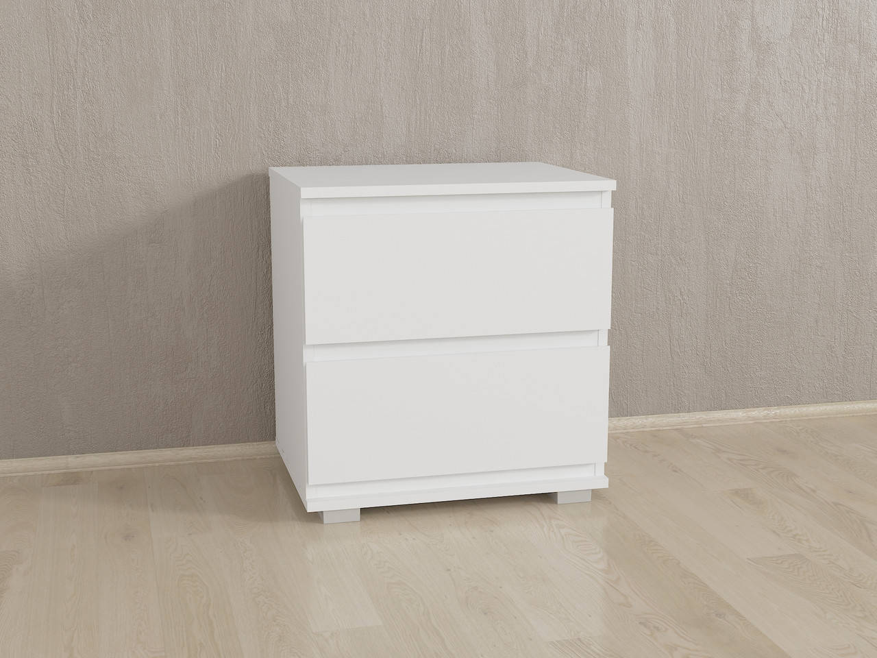 

Напольная дизайнерская прикроватная тумбочка на 2 ящика без ручек в спальню Белый