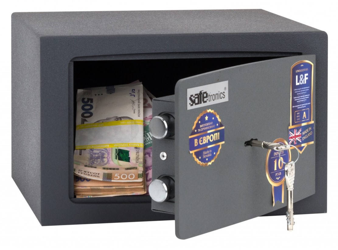 

Сейф мебельный Safetronics NTL 20M (ВxШxГ:200x315x250), сейф для дома, сейф для денег, сейф для офиса, Темно-серый