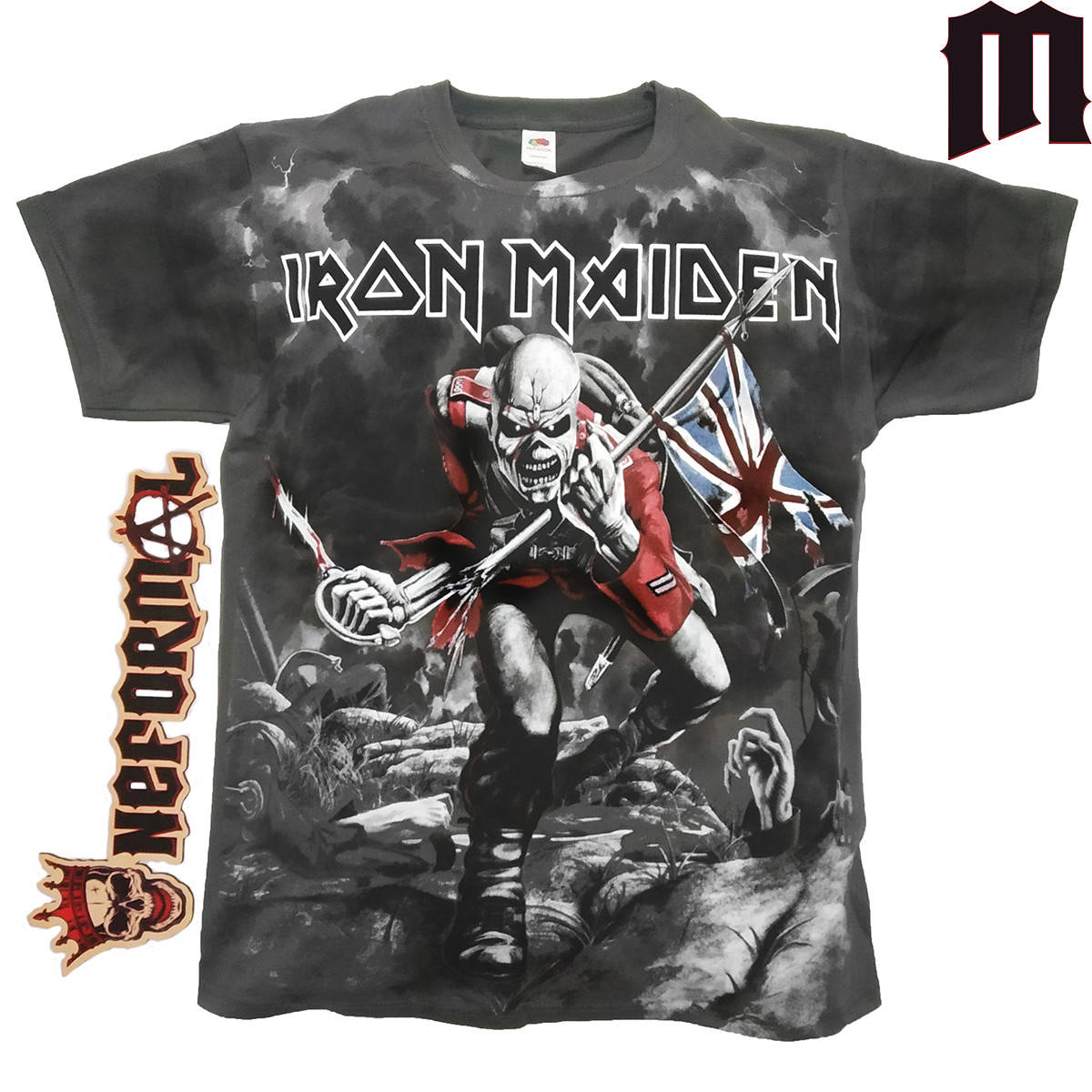 

Футболка Iron Maiden "The Trooper", тотальная, графитовая, Fruit of the Loom, Размер M