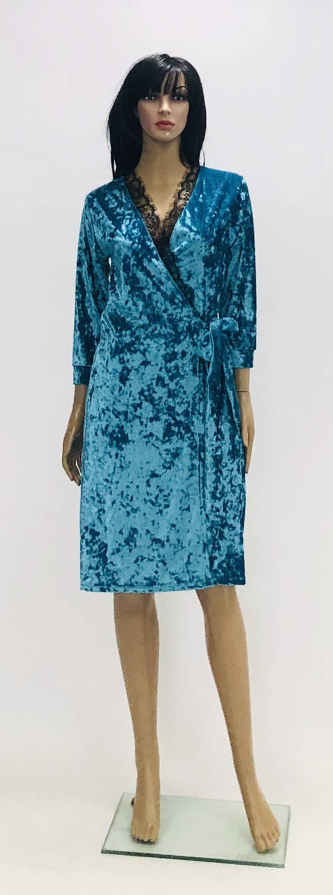 

Халат на запах велюр мраморный 52, Черный