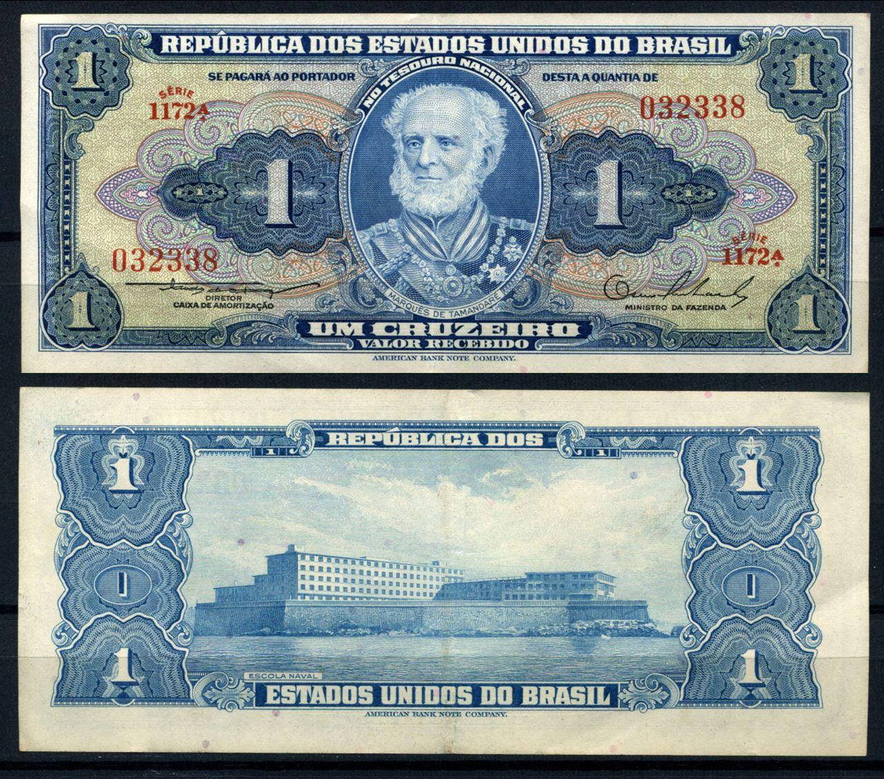 

БРАЗИЛИЯ 1 крузейро 1954г. UNC!