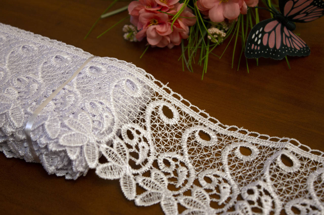 

Кружево макраме 7,5 см., Белый