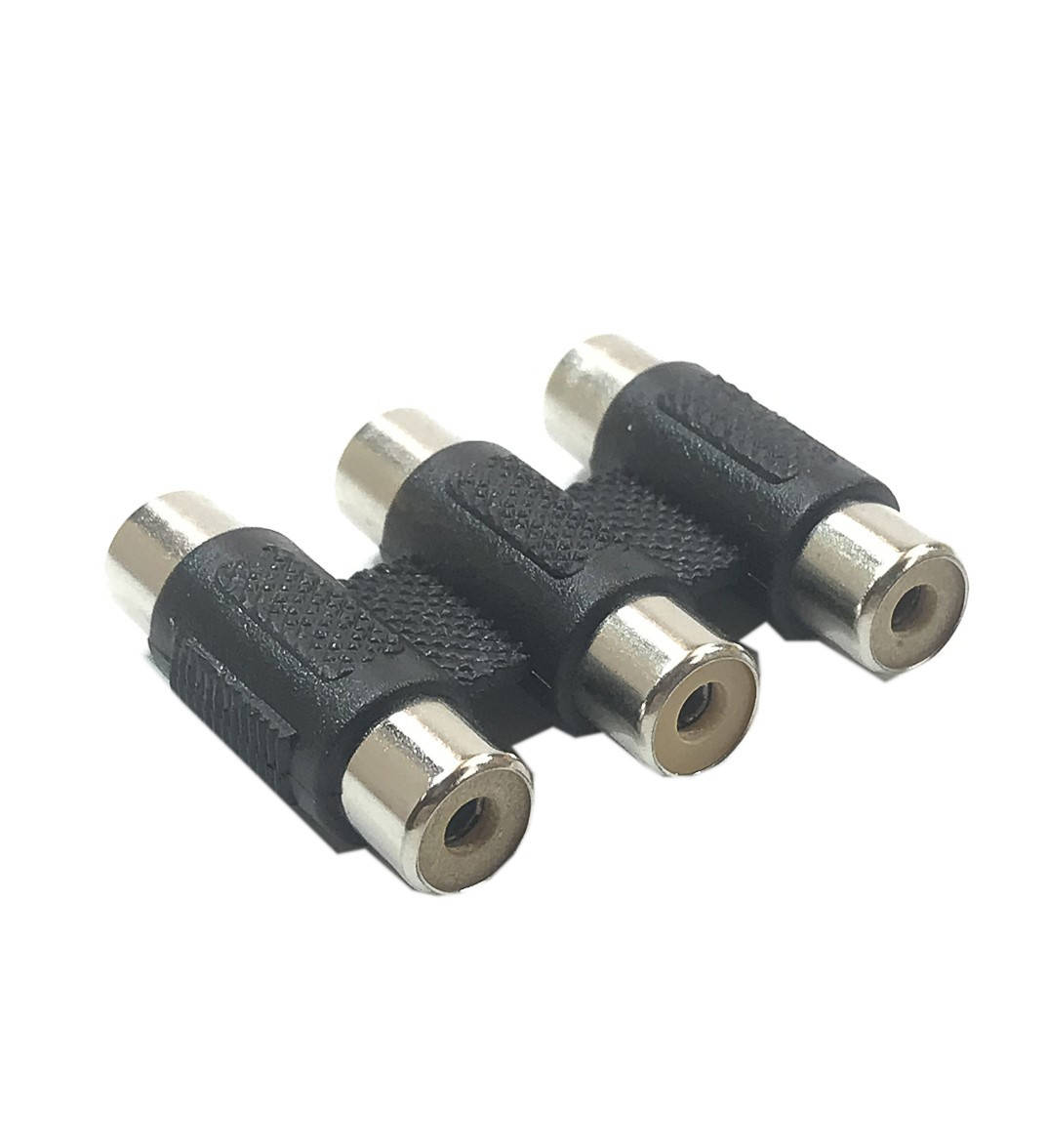 

Переходник 3гн.RCA- 3гн.RCA корпус пластик.